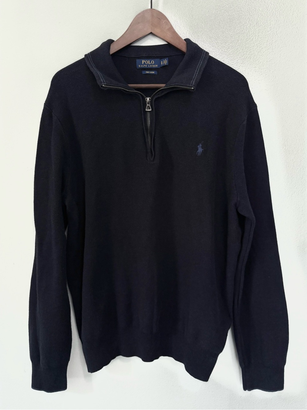 Polo Ralph Lauren Black Quarter Zip Sweater with Polo Pony